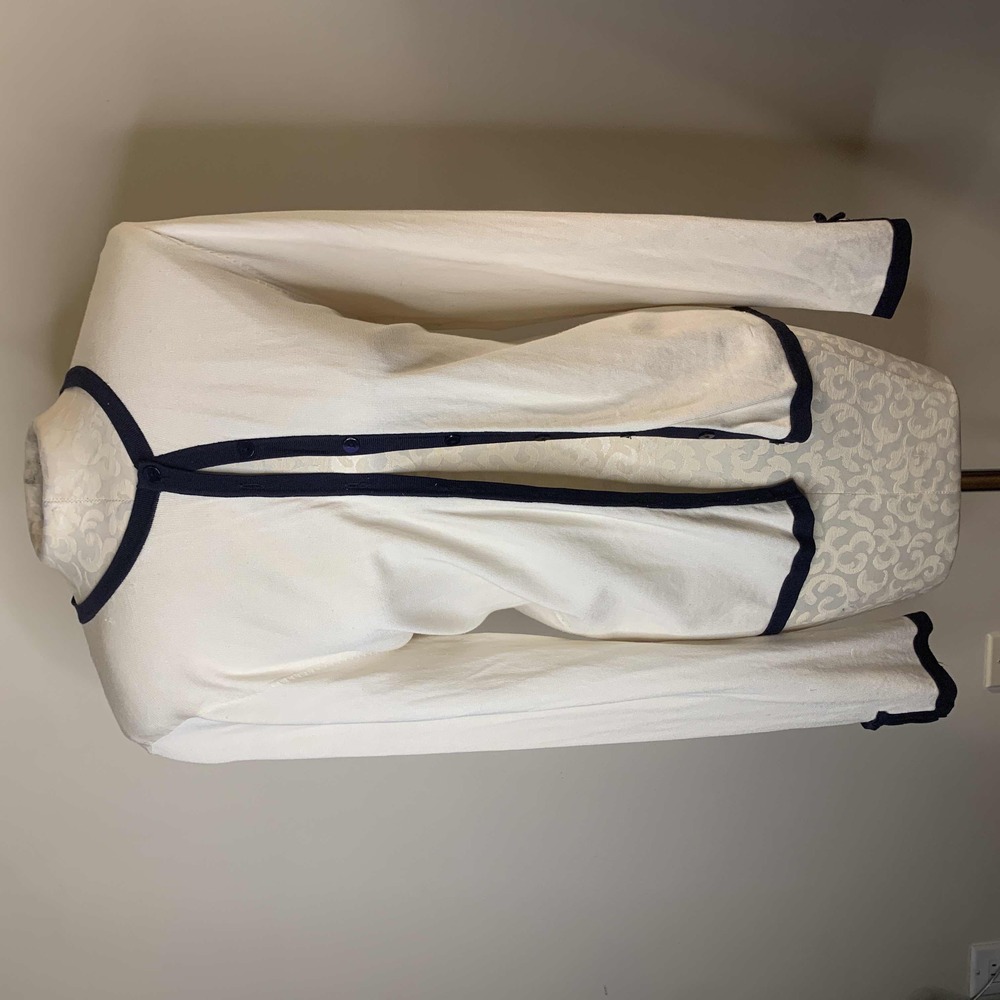 Pendleton White Silk Sweater Womens Medium Button Down Long Sleeve Cardigan